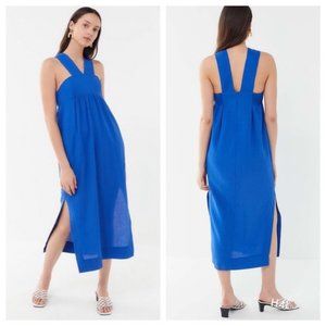NWT UO Pocket Side Slit Midi Linen Dress